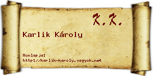 Karlik Károly névjegykártya